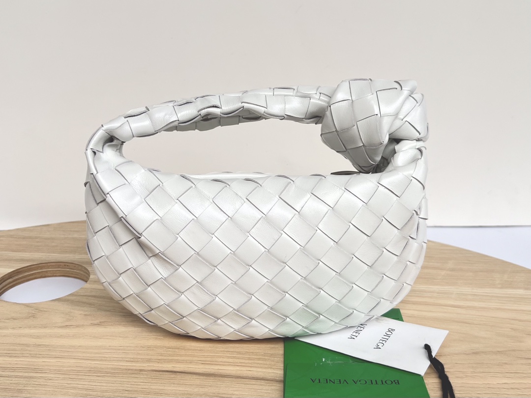 Small Jodie Intrecciato Leather Shoulder Bag White